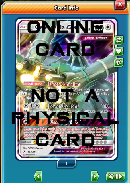 ONLINE Celesteela GX 163/214 Pokemon Online Card TCG PTCGO Digital Card SM10