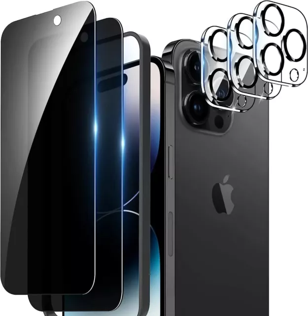 3x Protector de Pantallas Privacidad Vidrio Templado para Apple iPhone 14Pro Max.