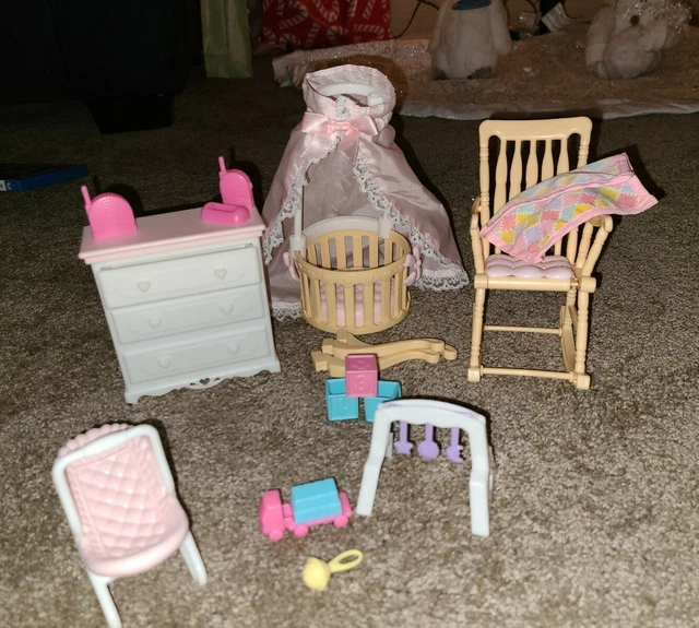 BARBIE DOLL BABY Krissy Nap n Play Nursery Set Toys Rocking Chair