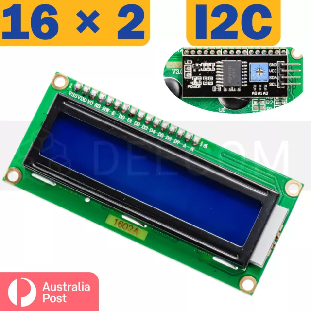 1602 LCD, 16 x 2, LCD1602 IIC / I2C Blue Backlight, Arduino Compatiable