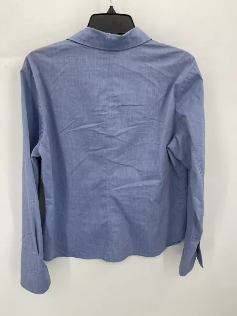 Worthington Shirt Womens 14 Blue Long Sleeve Button Up Stretch 3