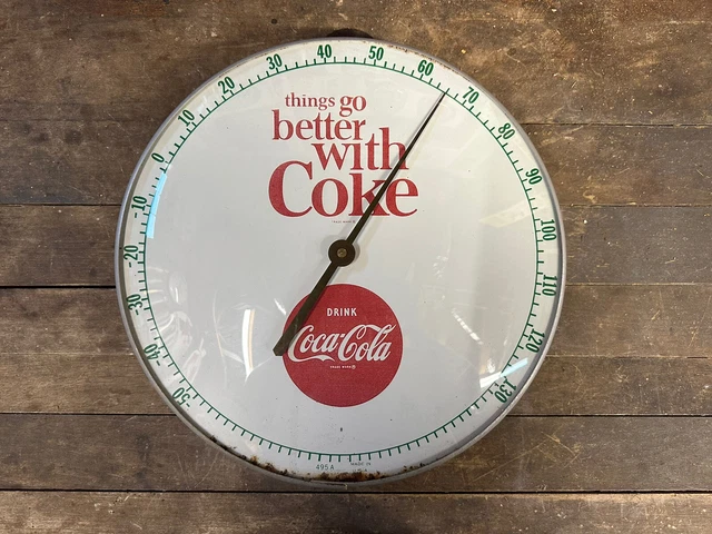 Vintage Original 12” Coca Cola / Coke Round Thermometer Sign Bottle Crate