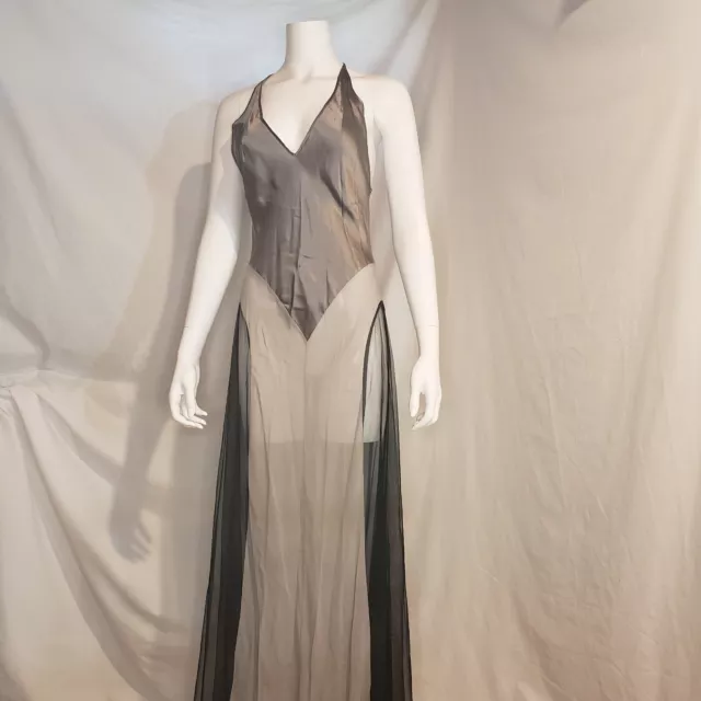 Victoria's Secret Silk Satin Long Nightgown Slip Small Gray Dress