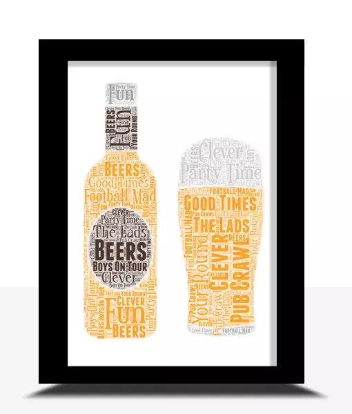 Personalised Pint Beer Glass Word Art - Beer Drinker Gift - Add Your Own Words