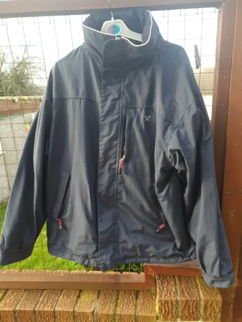 Mens Crew Clothing Co Navy Waterproof Jacket Concealed Hood Fleece Lined XL