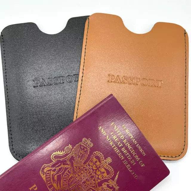 UK MADE Leather Secure RFID Wallet Passport Holder Travel Cover Case Card Holder