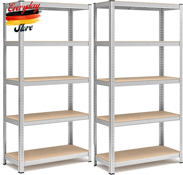 Scaffale per carichi pesanti Songmics, set di 2, scaffale seminterrato, scaffale per magazzino, 40 x 90 x 180 cm, Re