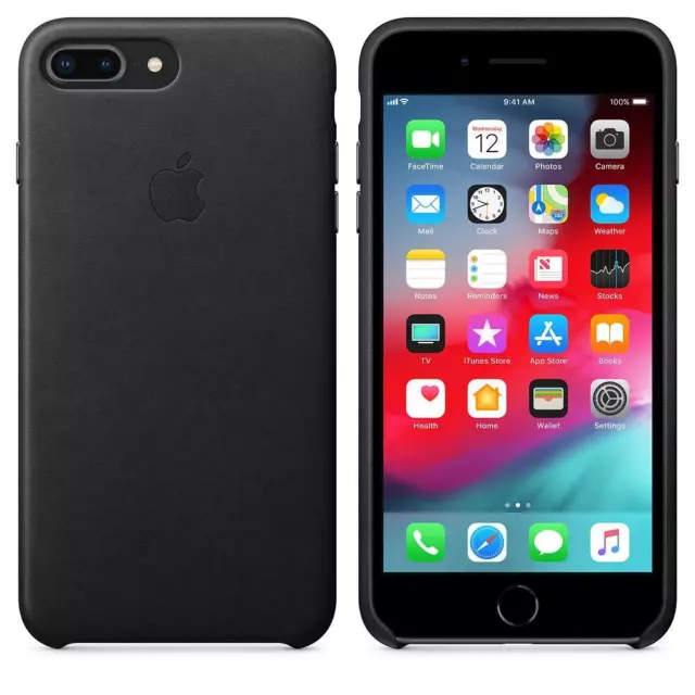 Genuino/Oficial Apple IPHONE 7 Plus & 8 Plus Funda de Piel / Cubierta - Negro