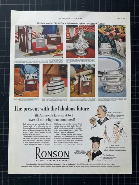 Vintage 1952 Ronson Lighter Print Ad