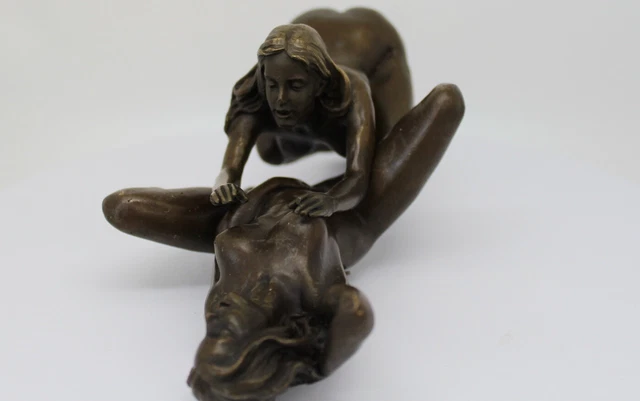 Estatua Pareja Sexy Art Deco Estilo Art Nouveau Estilo Bronce sólido Firmado 3