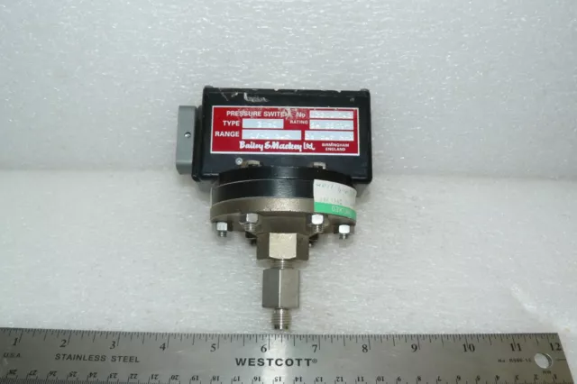 Bailey And Mackey 208Q 62206 042 Pressure Switch 5A 250V -1/+1 Bar 28 Bar Max