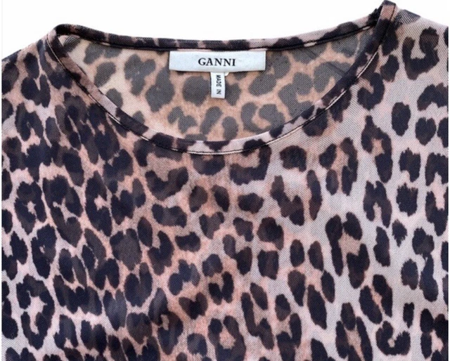 Ganni tilden mesh leopard sale