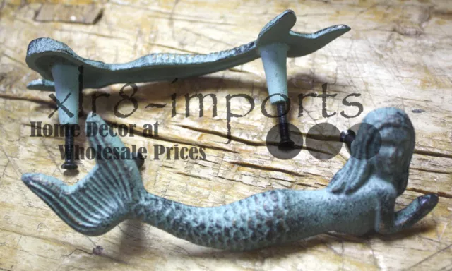 2 Cast Iron NAUTICAL MERMAID Style Drawer Pull, Barn Handle, Door Handles Beach