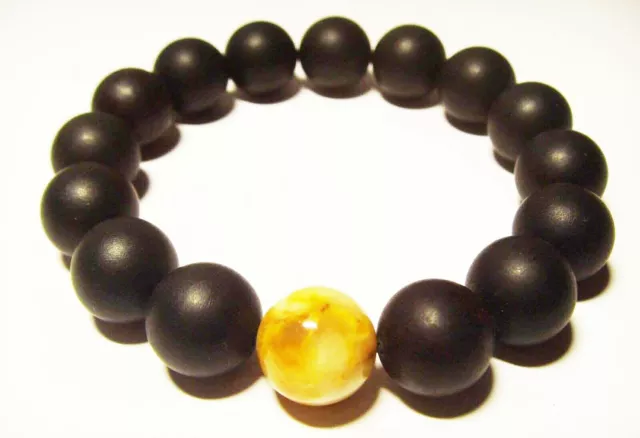 Amber bracelet Natural Baltic Amber pressed round amber beads  elastic