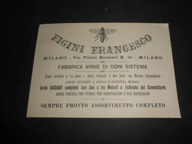 1890 Pubblicita Milano Figini Francesco Fabbriche Arnie Con Melario Arnia