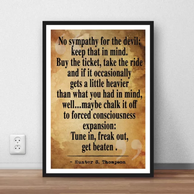 Hunter S Thompson Literary quote Art print gift poster - Gonzo