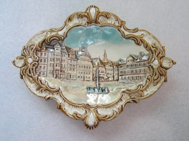 19Th C. Wilhelm Schiller & Sons Ws & S Majolica Plate “Marktplatz Zu Butzbach”