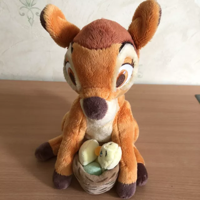Disney Store Soft Toy 11” Bambi Easter With Chicks & Eggs In Basket Plush