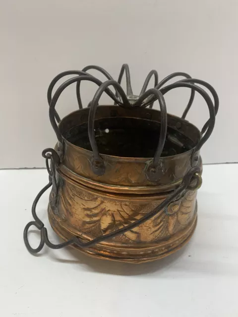 Antique Victorian 18th Century  Bed Warmer Hand Hammered Copper  Dite Spider