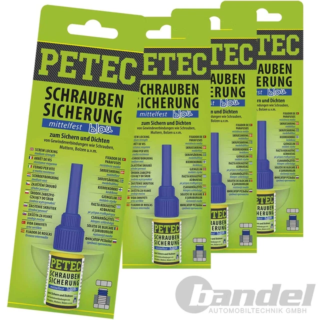 4x 91005 PETEC SICUREZZA VITE BLU 5 GRAMMI COLLA A MEDIA RESISTENZA