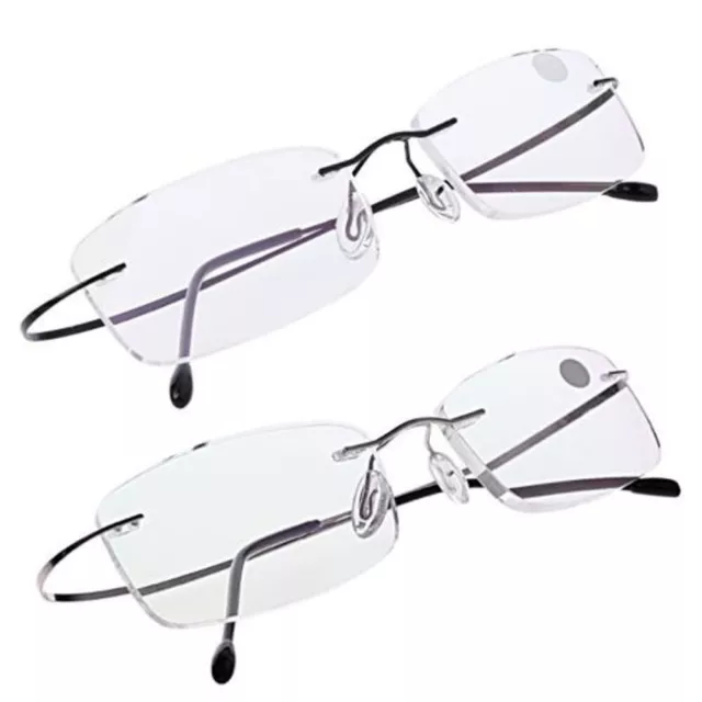 Rectangular Unisex Ultralight Rimless Eyeglass Reading Glasses Memory Titanium