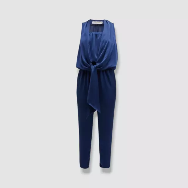 $525 Ramy Brook Women's Blue Solid Dorothy Satin Convertible Jumpsuit Size S