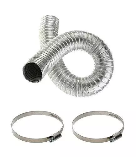 Aluminium Flexible Hose 90mm with Two Clips 80mm-100mm Ducting Pipe Tubing