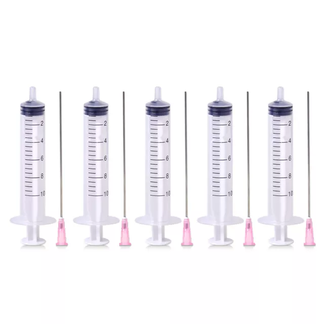 5/10x 10ml Plastic Syringe + Extra Long Blunt Needle for Cartridge Ink Refill