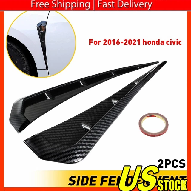 2Pcs Universal Carbon Fiber Car Exterior Side Fender Vent Air Wing Cover Trim