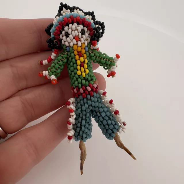 Vintage / Antique Zuni Beaded Chicken Foot Doll Brooch Pin Native Na American