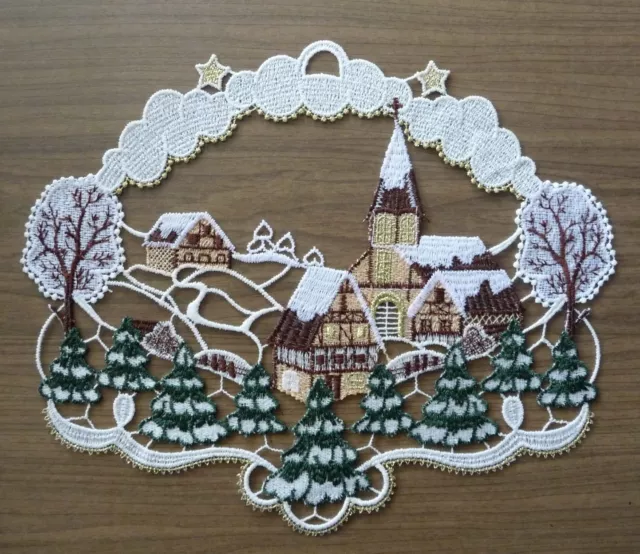 PLAUENER SPITZE ® Fensterbild WEIHNACHTEN Kirche WINTERLANDSCHAFT Winter Deko