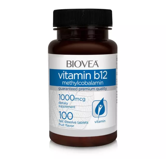 Biovea Vitamine B12 (Méthylcobalamine) 1000mcg 100 Rapide Dissoudre Comprimes