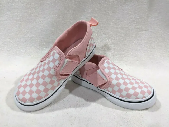 Vans Toddler Girl's Asher V Checkerboard Pink/White Skate Shoes-Sz 6/7/8/9/10 NB