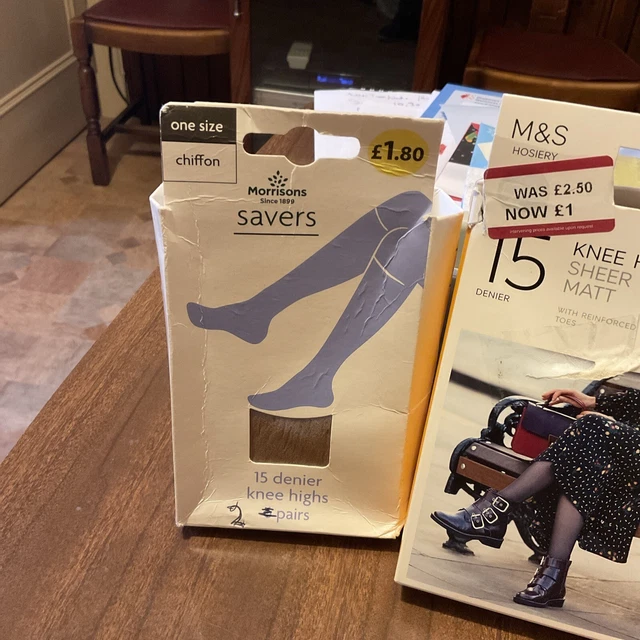 LADIES TIGHTS. KNEE High. Ten Pairs. M&S, Morrisons. Chiffon. 15 Denier. £8.00 PicClick UK