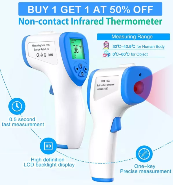 Digital Thermometer IR Infrared Non-Contact Forehead Adult/Baby Temperature Gun