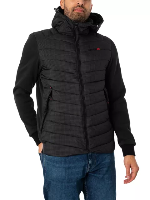 Superdry Pour des hommes Veste matelassée hybride à capuche Storm, Noir