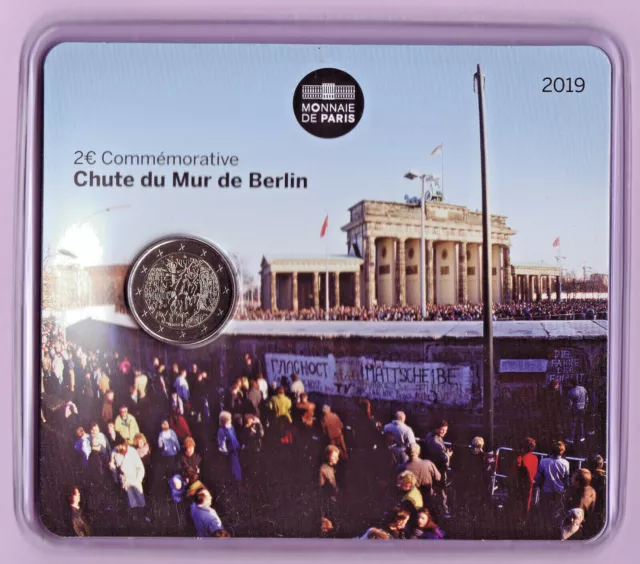 FRANCE 2019, 2 Euro BU CHUTE DU MUR DE BERLIN, 2 € Commémorative Coincard MDP