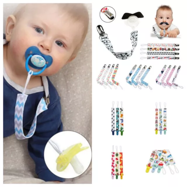 4 Pack Dummy Clips Baby Girls Boys Soother Chain Holder Strap Pacifier Baby Care