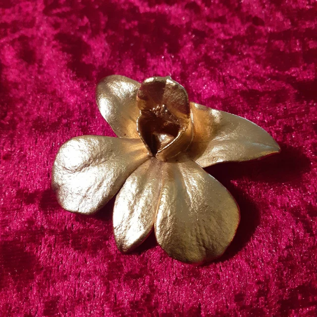 BROCHE ORCHIDEE  OR 22 K style Art Nouveau
