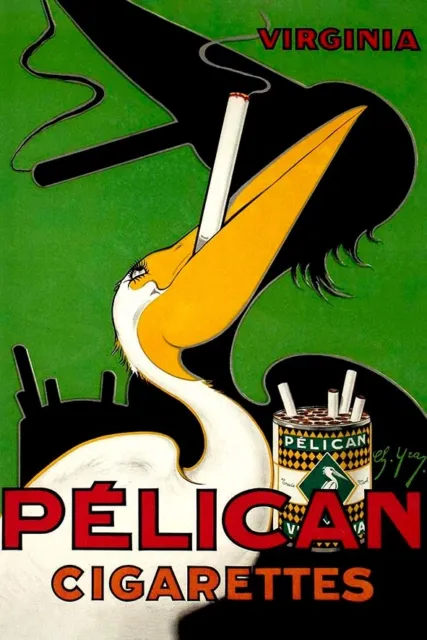 Poster Manifesto Locandina Pubblicità Stampa Vintage Sigarette Pelikan Virginia
