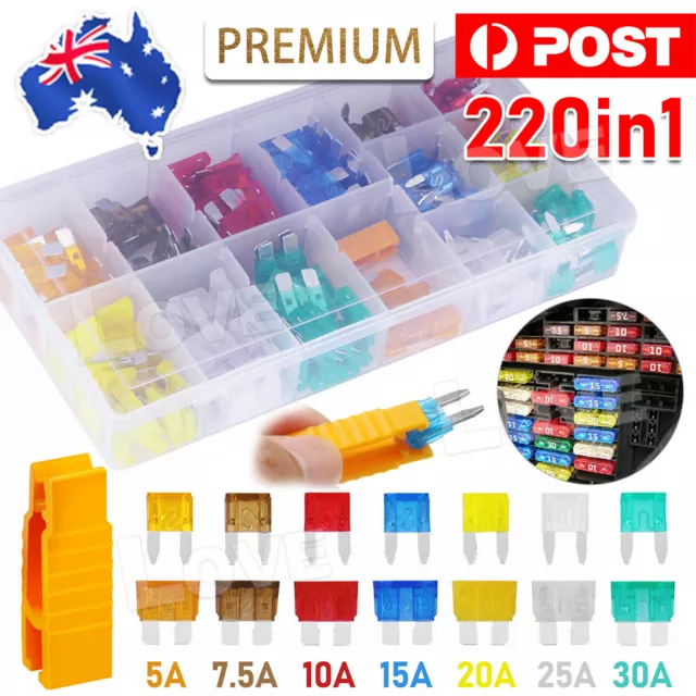 220pcs Assorted Car Fuse Mini Blade Fuses Set Auto Truck Assortment Kits ATM APM