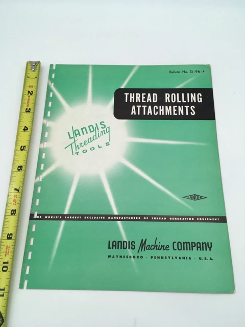1961 Landis Thread Rolling Sales & Specification Brochure Waynesboro P.a.
