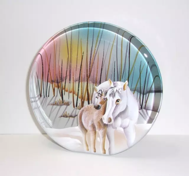 Fenton Glass "First Snow" Mare Foal Horse Paperweight Ltd Ed #3/27 JK Spindler