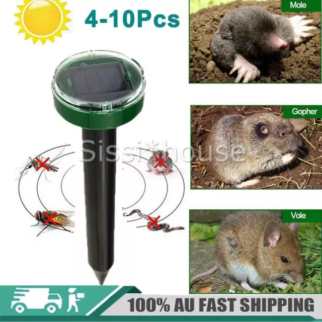 4-10PC Garden Snake Repeller Multi Pulse Ultrasonic Solar Powered Pest Repellent