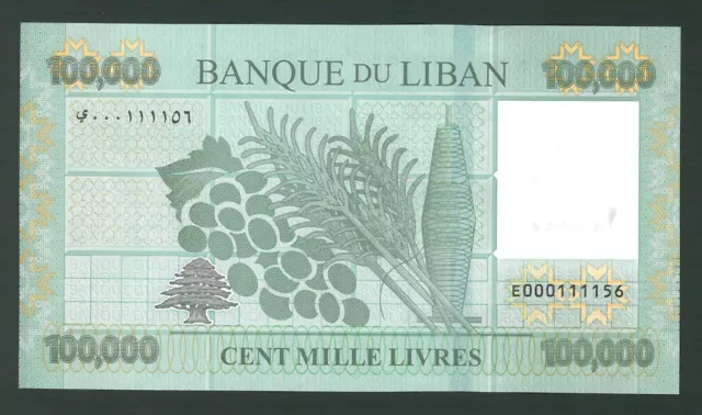 Lebanon 100000 Livres 3 January 2023 UNC banknote  Lebanon Liban Libano 2