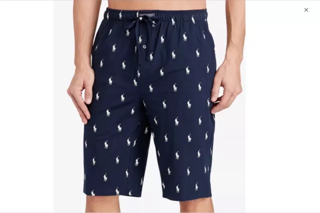 Polo Ralph Lauren Mens All Over Pony Sleep Shorts Pajama Lounge L Navy