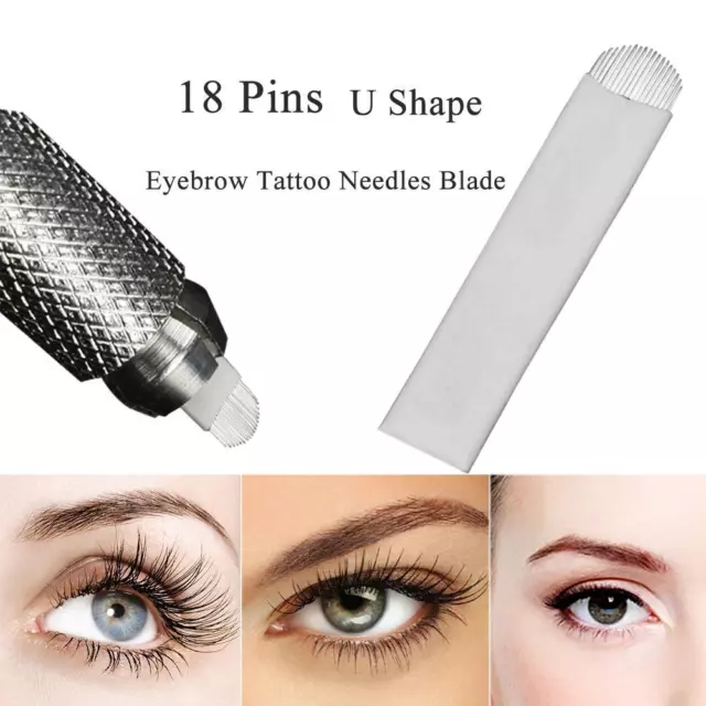 18 Pin U Shape Permanent Makeup Eyebrow Tattoo Needles Microblading Blade 2