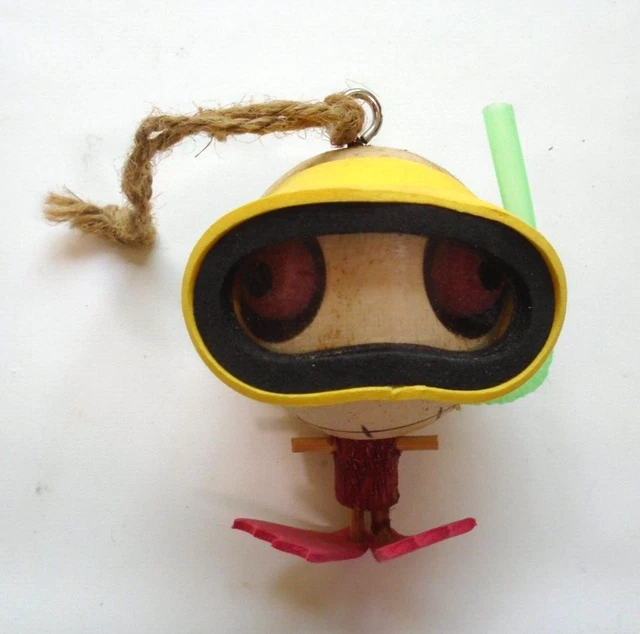 Pier 1 Crazy Head Halloween Wood Hanging Ornament Scuba Diver Pier 1 Crazy Head Halloween Wood Hanging Ornament Scuba Diver