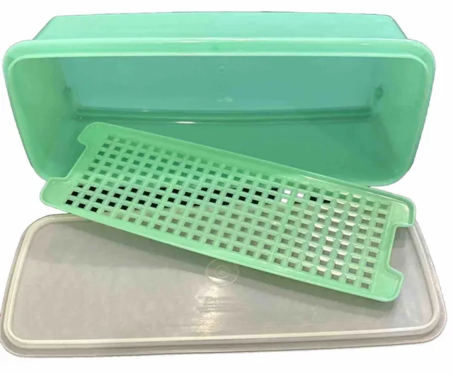 Vintage Tupperware Jadeite Celery Vegetable Keeper Green Great Condition