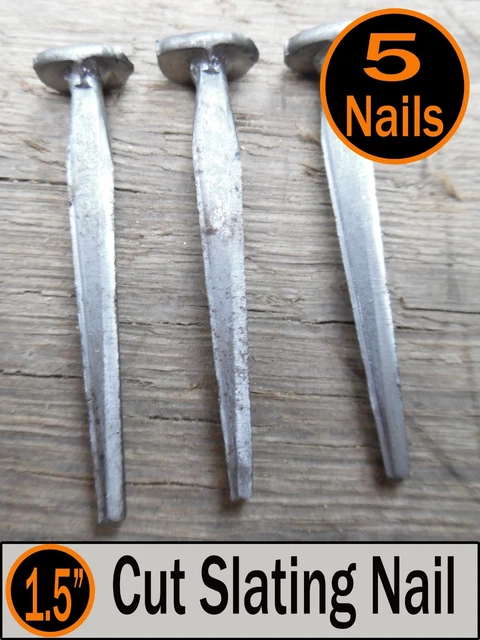 (5) 1.5" - CUT SLATING NAILS  - Vintage Antique - 4d